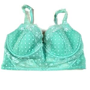 Angels Victorias Secret 34DD Lined Demi Bra Longline Seafoam Green Lace #2966